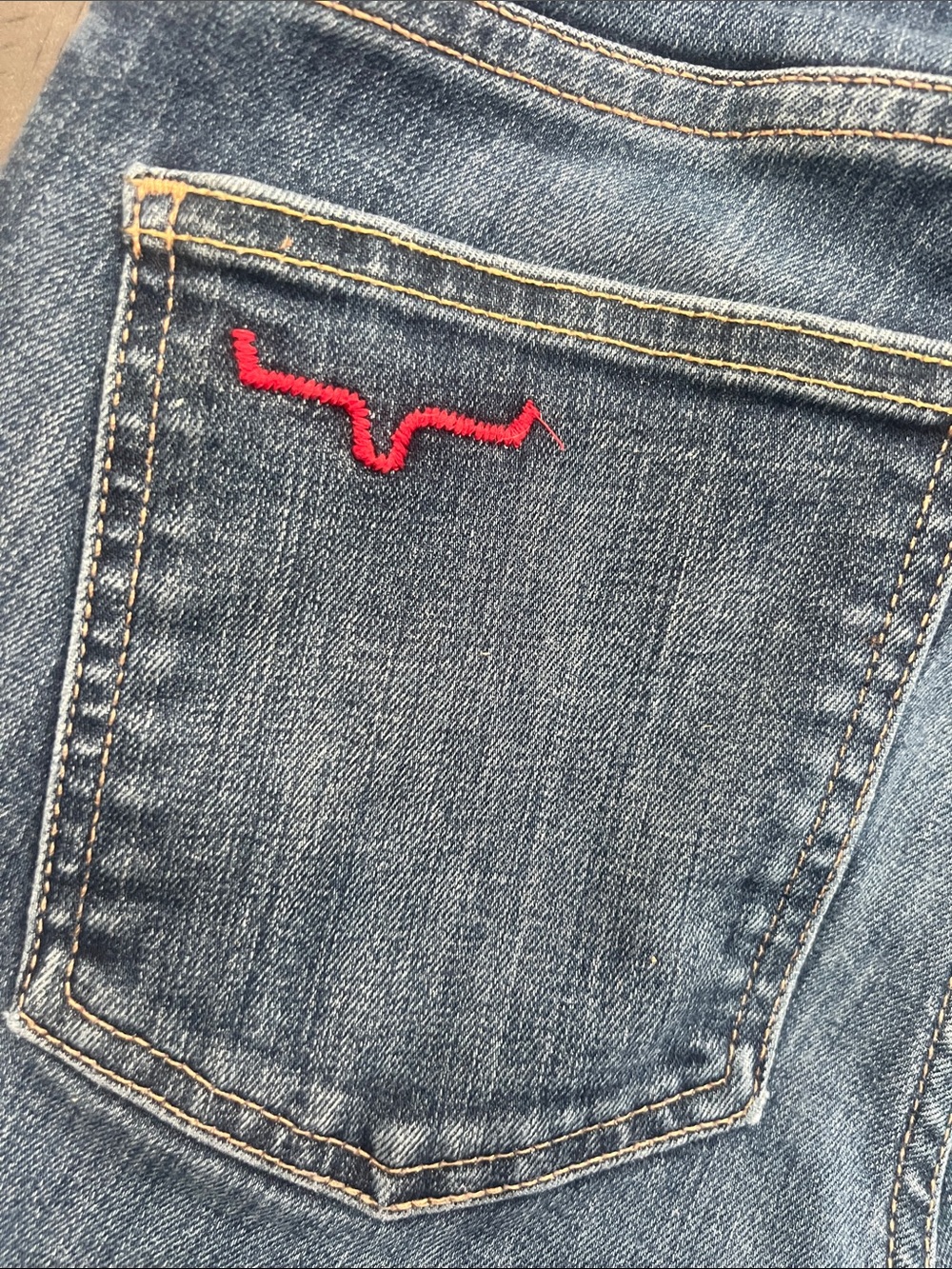 Kimes Ranch Chloe Jeans - Embroidered Waistband and red pocket logo. - Picture 3 of 7